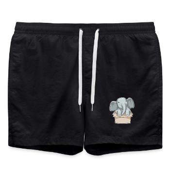 Elefant Karton - Badeshorts - Schwarz - Vorne - AI Model Male 185 light (185cm)
