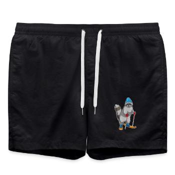Waschbär Skifahrer Ski - Badeshorts - Schwarz - Vorne - AI Model Male 185 light (185cm)