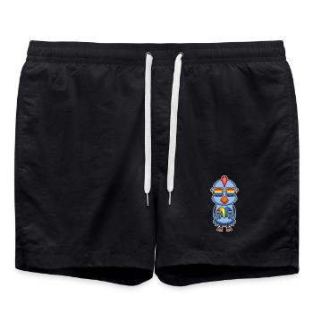 Rainbow - Chicken with glasses and heart - Swim Trunks - black - Front - AI Model Male 185 light (185cm)