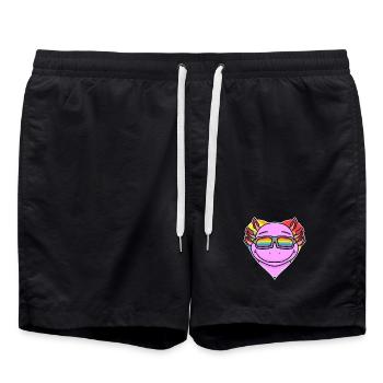 Rainbow - Axolotl with glasses and heart - Swim Trunks - black - Front - AI Model Male 185 light (185cm)