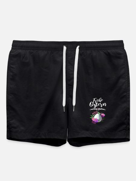 Frohe Ostern Osterei Floral - Badeshorts - Schwarz