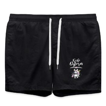 Frohe Ostern Blumen Osterhase - Badeshorts - Schwarz - Vorne - AI Model Male 185 light (185cm)