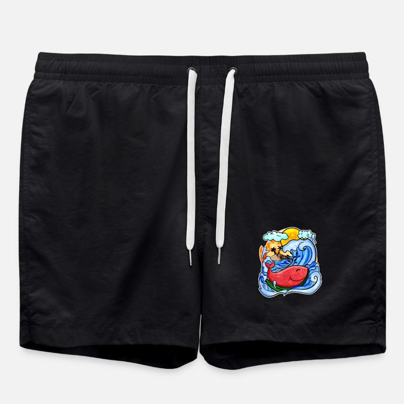 Watermelon Whale - Swim Trunks - black