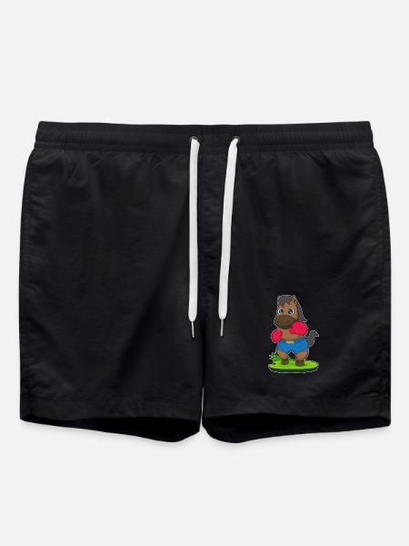 Pferd Boxer Boxhandschuhe Boxen - Badeshorts - Schwarz