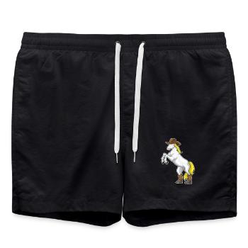 Horse Cowboy Cowboy Boots - Swim Trunks - black - Front - AI Model Male 185 light (185cm)