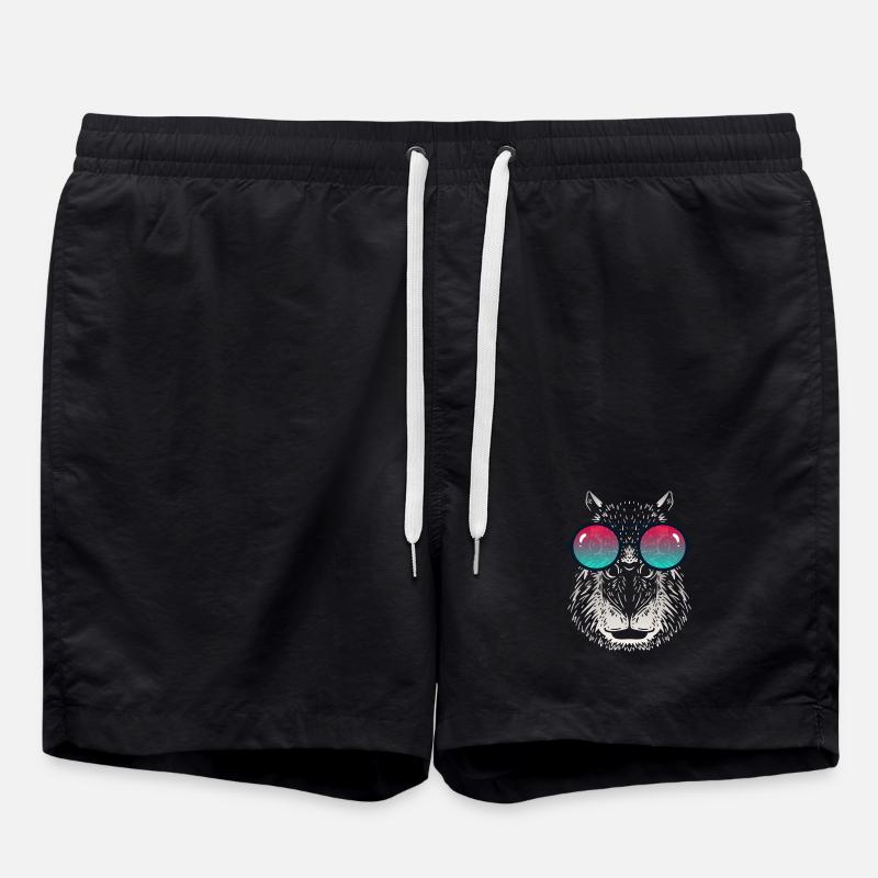 Cooles Capybara mit Sonnenbrille - Badeshorts - Schwarz