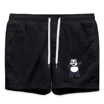 Panda Singer Chant au micro - Short de bain - noir - Devant - AI Model Male 185 light (185cm)