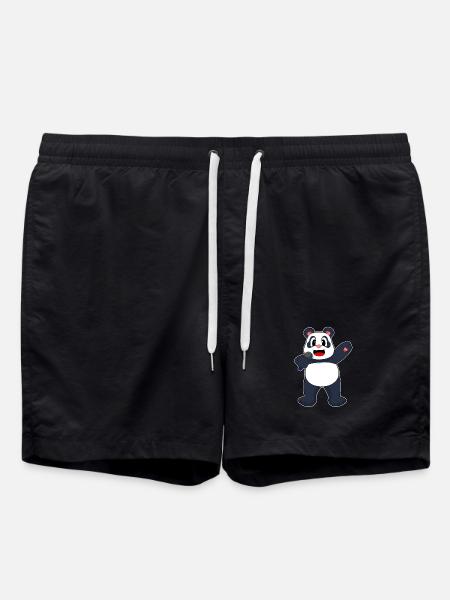 Panda Singer Microphone Singing - Swim Trunks - black