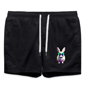 cooles Kaninchen mit Sonnenbrille - Badeshorts - Schwarz - Vorne - AI Model Male 185 light (185cm)