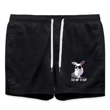 cooler Hipster Hase too Hip to Hop - Badeshorts - Schwarz - Vorne - AI Model Male 185 light (185cm)