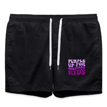 Groovy Purple Up For Military Child Month The Mili - Badeshorts - Schwarz - Vorne - AI Model Male 185 light (185cm)
