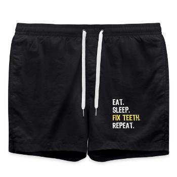 Eat Sleep Fix Teeth Repeat Dentist Shirt - Swim Trunks - black - Front - AI Model Male 185 light (185cm)