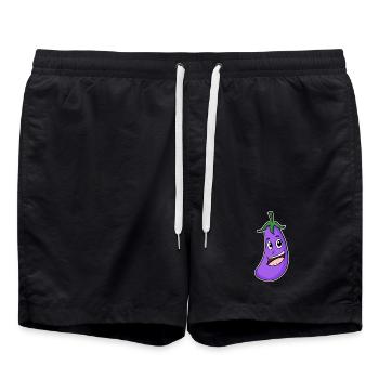 Aubergine Motiv - Badeshorts - Schwarz - Vorne - AI Model Male 185 light (185cm)