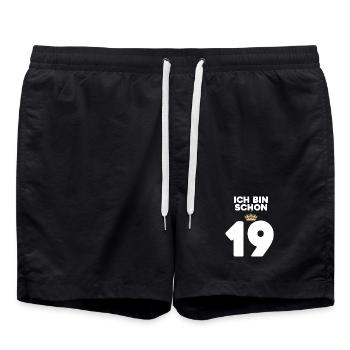 19. Geburtstag Geschenk - 19 Jahre mit Krone - Badeshorts - Schwarz - Vorne - AI Model Male 185 light (185cm)