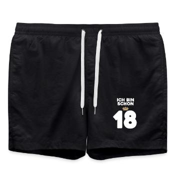 18. Geburtstag Geschenk - 18 Jahre mit Krone - Badeshorts - Schwarz - Vorne - AI Model Male 185 light (185cm)