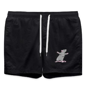 Ratte Yoga Fitness Gymnastik - Badeshorts - Schwarz - Vorne - AI Model Male 185 light (185cm)