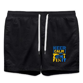 Keep Calm and Let Me Fix It DIY - Swim Trunks - black - Front - AI Model Male 185 light (185cm)