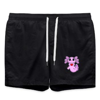 Axolotl Heart Love - Heart Motif - Short de bain - noir - Devant - AI Model Male 185 light (185cm)