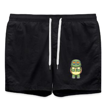Rainbow - Turtle with glasses and heart - Swim Trunks - black - Front - AI Model Male 185 light (185cm)
