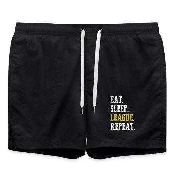 Eat Sleep League Repeat Sports Game Gaming - Swim Trunks - black - Front - AI Model Male 185 light (185cm)