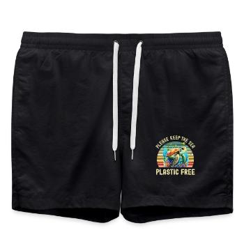 Protection de l’environnement des tortues marines - Short de bain - noir - Devant - AI Model Male 185 light (185cm)