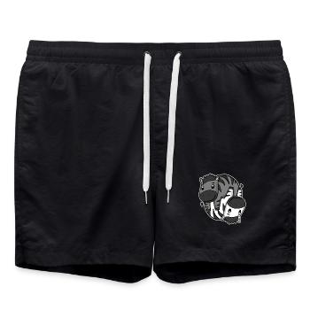Zebra Yin Yang Symbol - Swim Trunks - black - Front - AI Model Male 185 light (185cm)