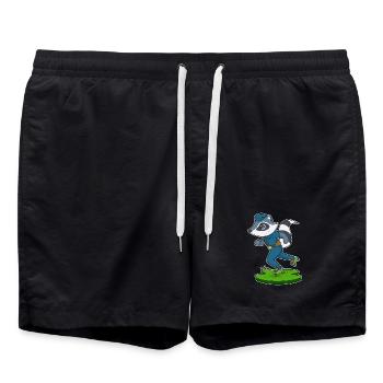 Waschbär Polizist Rollschuhe Polizei - Badeshorts - Schwarz - Vorne - AI Model Male 185 light (185cm)