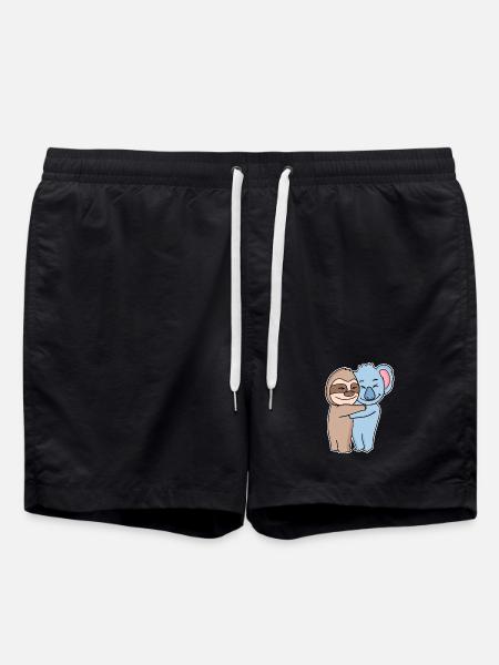 Sloth and koala hugging - hug - Swim Trunks - black