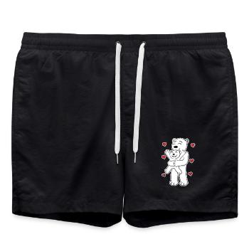 Famille d’ours polaires - Ours polaire avec bébé - Short de bain - noir - Devant - AI Model Male 185 light (185cm)