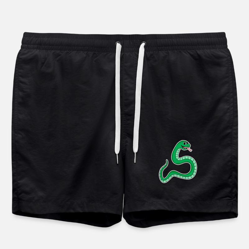 Snake - Green Snake - Swim Trunks - black