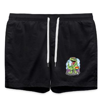 Dino Regenbogen Herz Dinosaurier - Badeshorts - Schwarz - Vorne - AI Model Male 185 light (185cm)