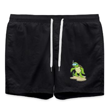 Schildkröte Taucher Schnorchel Tauchen - Badeshorts - Schwarz - Vorne - AI Model Male 185 light (185cm)