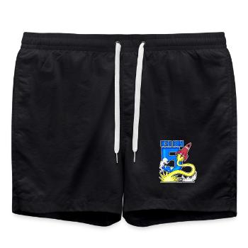 5 Geburtstag Junge Astronaut - fünf Jahre - Badeshorts - Schwarz - Vorne - AI Model Male 185 light (185cm)