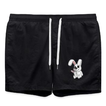 Rabbit Family - Rabbit with Baby - Swim Trunks - black - Front - AI Model Male 185 light (185cm)
