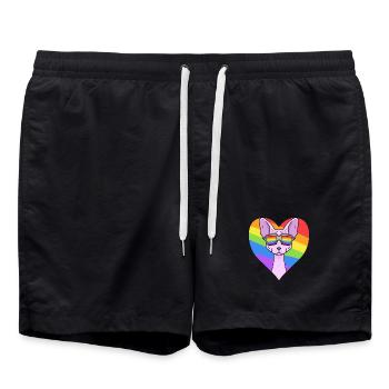 Regenbogen - Katze Sphynx-Katze mit Brille - Badeshorts - Schwarz - Vorne - AI Model Male 185 light (185cm)
