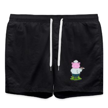 Pork Cook Meat Cooking - Swim Trunks - black - Front - AI Model Male 185 light (185cm)