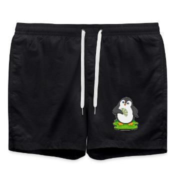 Pinguin Handventilator - Badeshorts - Schwarz - Vorne - AI Model Male 185 light (185cm)