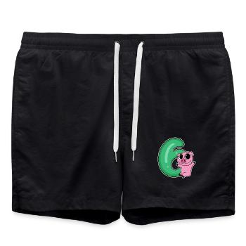 6 Birthday 6 Year Old with Animal Motif - Six - Swim Trunks - black - Front - AI Model Male 185 light (185cm)