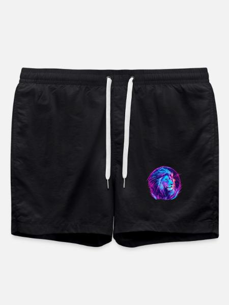 Lion Vaporwave EDM - Swim Trunks - black