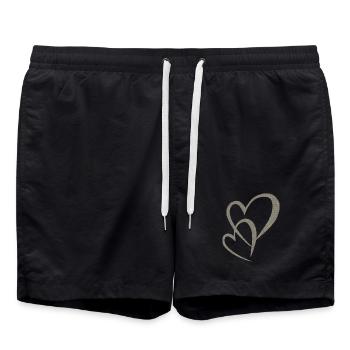 Tissu double du cœur - Short de bain - noir - Devant - AI Model Male 185 light (185cm)