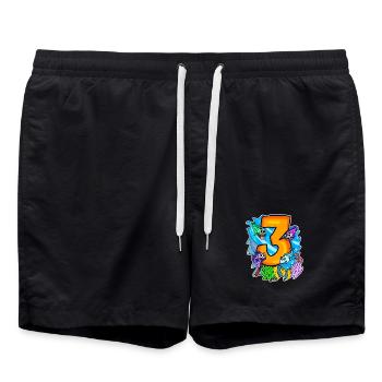 3 anniversaire 3 ans avec motif animal - trois - Short de bain - noir - Devant - AI Model Male 185 light (185cm)