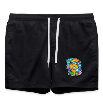 6 Birthday 6 years old with animal motif - six - Swim Trunks - black - Front - AI Model Male 185 light (185cm)