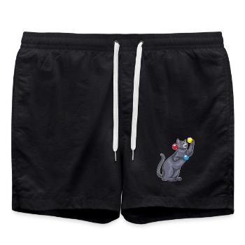 Katze Jongleur Jonglieren - Badeshorts - Schwarz - Vorne - AI Model Male 185 light (185cm)