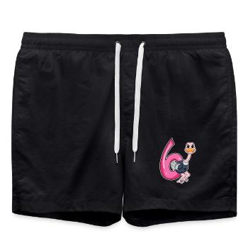 6th birthday motif bouquet - six years old - Swim Trunks - black - Front - AI Model Male 185 light (185cm)