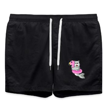 Seehund Schwimmen Schwimmring Sommer - Badeshorts - Schwarz - Vorne - AI Model Male 185 light (185cm)