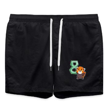 8th Birthday Motif Red Panda - eight years old - Swim Trunks - black - Front - AI Model Male 185 light (185cm)