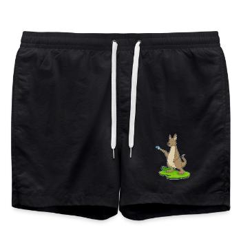 Känguru Maler Pinsel Malen - Badeshorts - Schwarz - Vorne - AI Model Male 185 light (185cm)