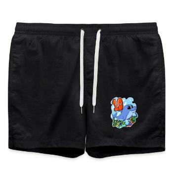 10th Birthday Motif Dolphin - ten years - Swim Trunks - black - Front - AI Model Male 185 light (185cm)