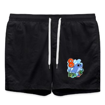 8ème anniversaire Motif Dolphin - huit ans - Short de bain - noir - Devant - AI Model Male 185 light (185cm)