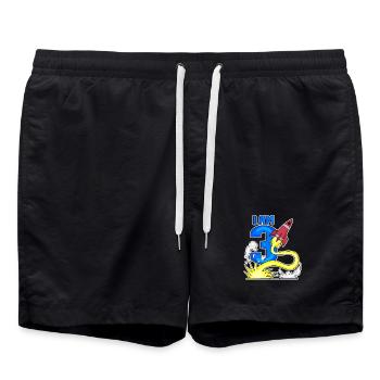 3 Birthday Boy Astronaut Rocket - Trois ans - Short de bain - noir - Devant - AI Model Male 185 light (185cm)
